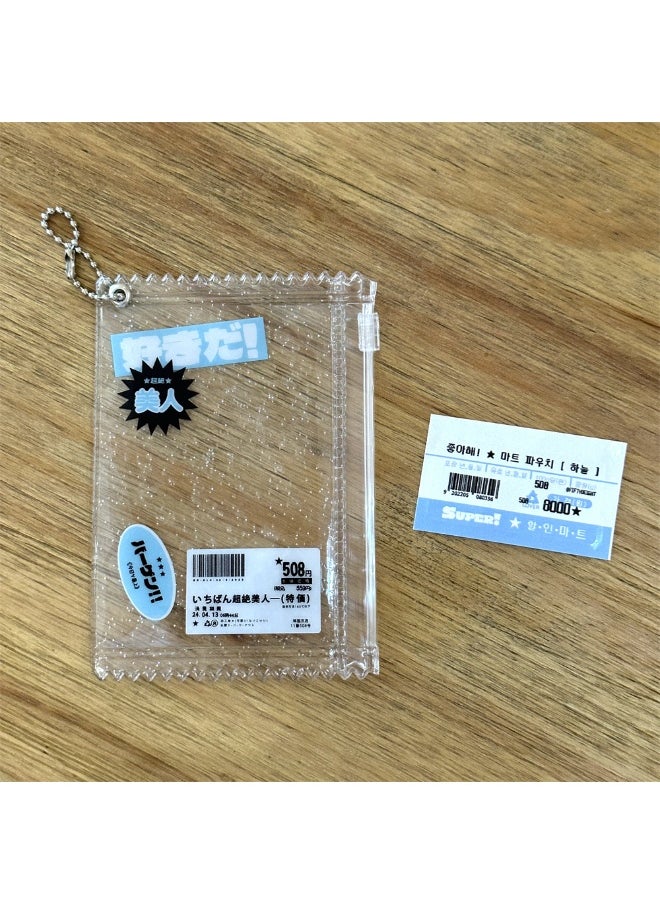 NIBEMINENT 1 - Piece Shiny Transparent Candy Bag Kpop Photo Card Holder Pendant Key Chain ID Badge Holder ID Card Holder Photo Card Protector for School ID Office ID Access Card for Women Girls  - Image 1