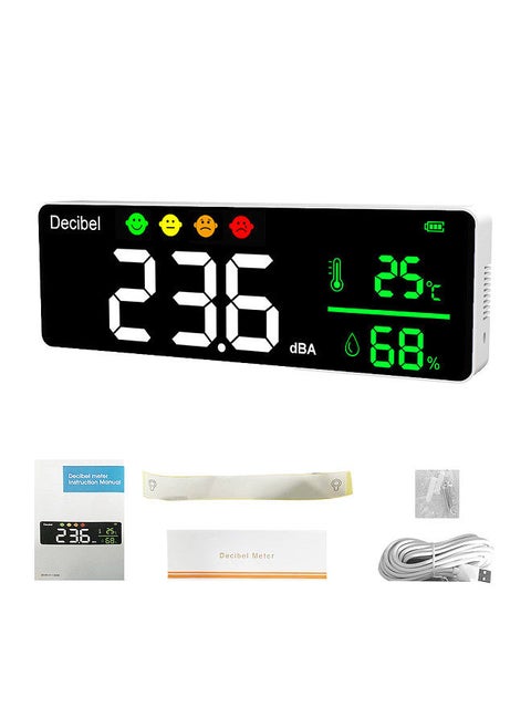 Noise Measuring Instrument Digital Decibel Sound Meter Temperature Meter Humidity Meter 3-in-1 Detector Indoor Wall Mounted Large Screen Tester