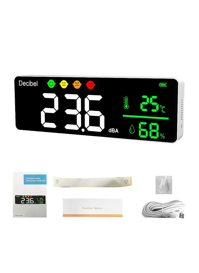 Generic - Noise Measuring Instrument Digital Decibel Sound Meter Temperature Meter Humidity Meter 3-in-1 Detector Indoor Wall Mounted Large Screen Tester - Image 1