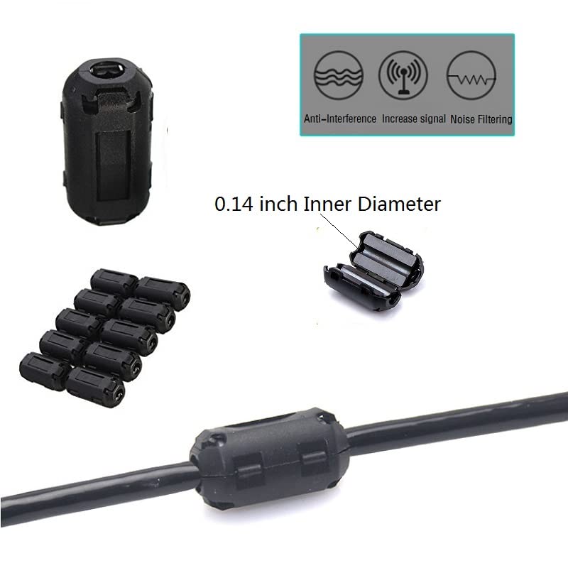 VSKEY Clip-on Noise Filter,VSKEY [10pcs 3mm] Anti-Interference High-Frequency Ferrite Core Choke Clip for Telephones,Tvs,Speakers,Radio,Audio Equipment Noise Suppressor (3mm Inner Diameter) - Image 5