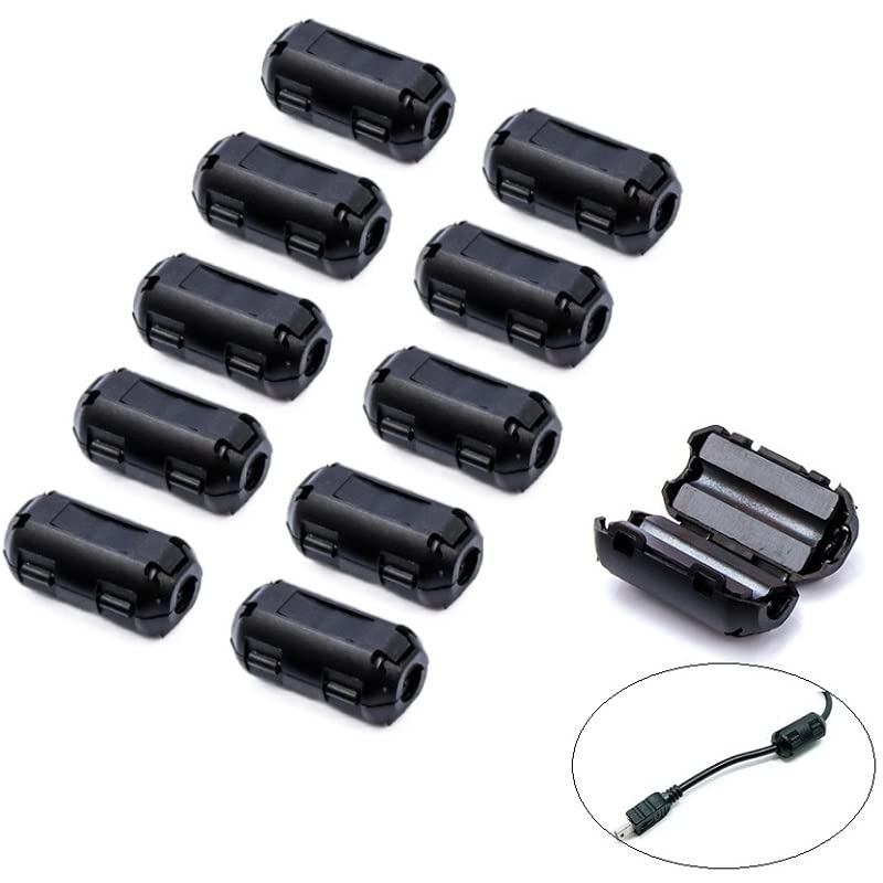 VSKEY Clip-on Noise Filter,VSKEY [10pcs 3mm] Anti-Interference High-Frequency Ferrite Core Choke Clip for Telephones,Tvs,Speakers,Radio,Audio Equipment Noise Suppressor (3mm Inner Diameter) - Image 1