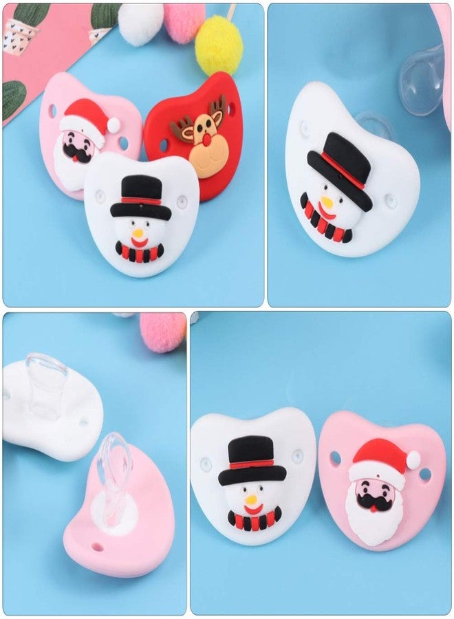 Amosfun 2pcs Funny Christmas Baby Pacifiers Snowman Santa Baby Dummy Pacifier Prank Dummy Teether Nipple for Infant Xmas Holiday Party Favors - Image 3