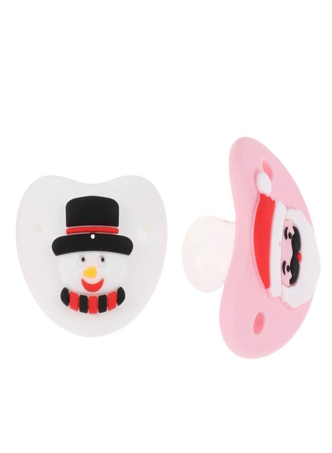 Amosfun 2pcs Funny Christmas Baby Pacifiers Snowman Santa Baby Dummy Pacifier Prank Dummy Teether Nipple for Infant Xmas Holiday Party Favors - Image 1