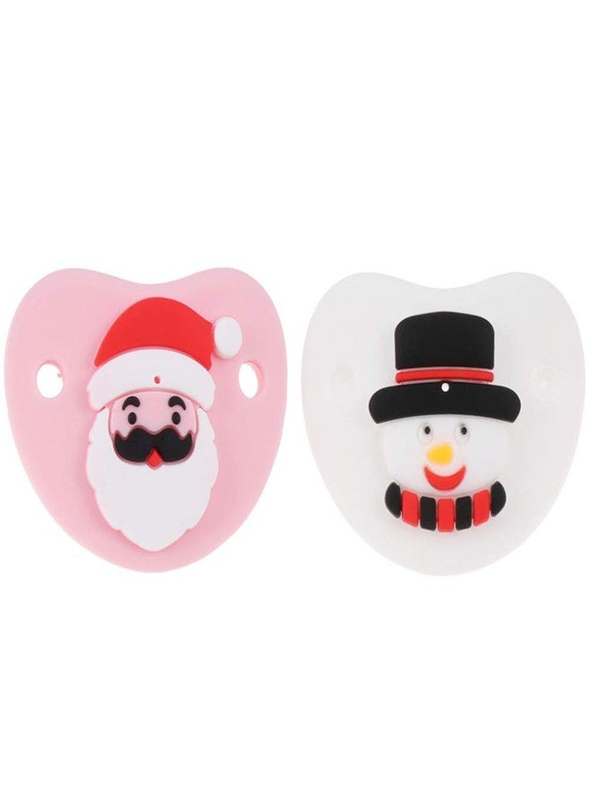 Amosfun 2pcs Funny Christmas Baby Pacifiers Snowman Santa Baby Dummy Pacifier Prank Dummy Teether Nipple for Infant Xmas Holiday Party Favors - Image 2