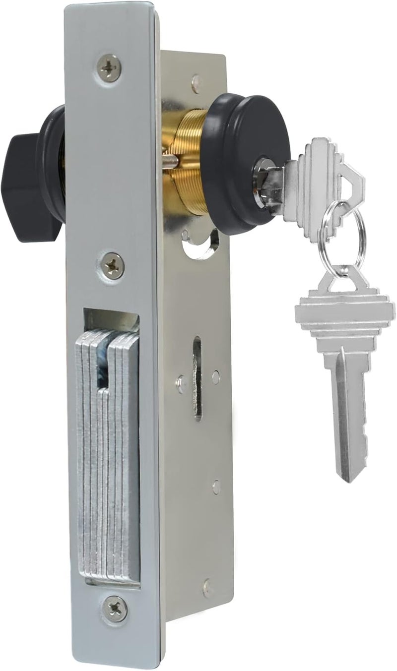 AIsecure Storefront Door Lock Alsecure Commerical Mortise Lock Swing Deadbolt & Solid Brass Cylinder Combo with Key Thumbturn Keyed Alike for Aluminum/Zinc Alloy Shop Doors 31/32 inch Backset Black - Image 5