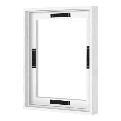 Abtgt 8x10 Canvas Floating Frame with 0.9" Deep, White Floater Frame for Canvas Paintings with Adhesive, Vertical or Horizontal Wall Art frame for Prints Oil Painting Diamond Decor, 1 Pack. - Image 1
