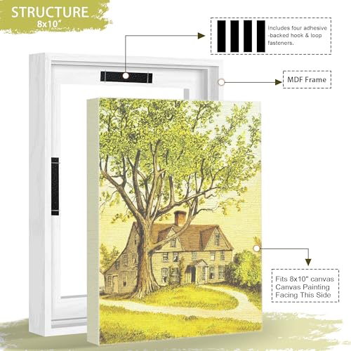 Abtgt 8x10 Canvas Floating Frame with 0.9" Deep, White Floater Frame for Canvas Paintings with Adhesive, Vertical or Horizontal Wall Art frame for Prints Oil Painting Diamond Decor, 1 Pack. - Image 3