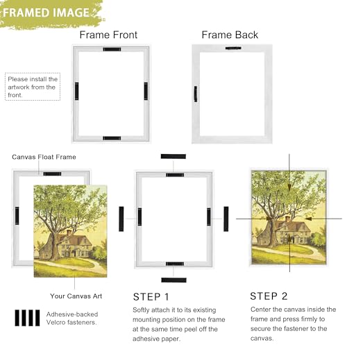 Abtgt 8x10 Canvas Floating Frame with 0.9" Deep, White Floater Frame for Canvas Paintings with Adhesive, Vertical or Horizontal Wall Art frame for Prints Oil Painting Diamond Decor, 1 Pack. - Image 2