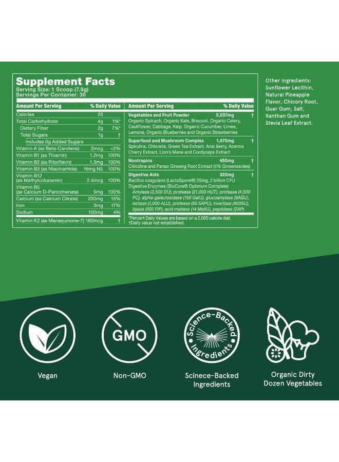 Bulletproof Greens, 8.4 Ounces, Daily Greens Powder With Superfoods And Nootropics - Image 2