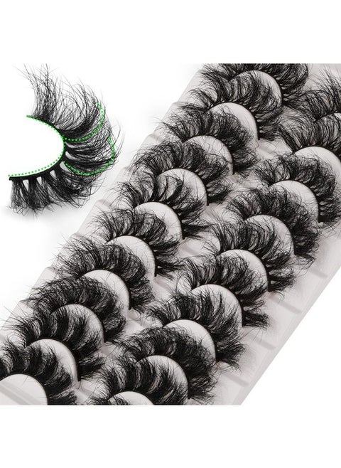 Mink Lashes D Curl Lashes Strips Fluffy False Eyelashes Full Volume Messy Fake Lashes 10 Pairs 5 Styles Mink Lash Pack