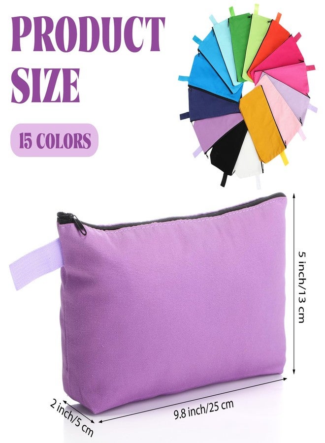 Saintrygo 30 Pcs Makeup Bag Travel Canvas Cosmetic Bag Bulk Multipurpose Small Makeup Pouch for Purse Portable Blank Zipper Toiletry Organizer DIY for Women Assorted Color(Novel,9.8 x 5 x 2 Inch) - Image 2