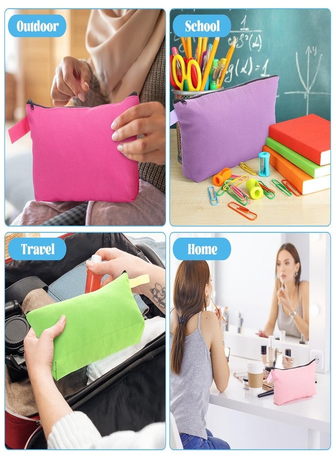Saintrygo 30 Pcs Makeup Bag Travel Canvas Cosmetic Bag Bulk Multipurpose Small Makeup Pouch for Purse Portable Blank Zipper Toiletry Organizer DIY for Women Assorted Color(Novel,9.8 x 5 x 2 Inch) - Image 5