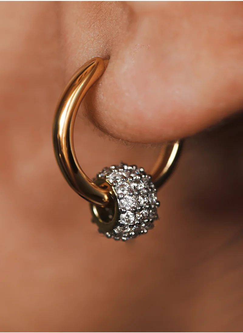 BUCKLEY LONDON Pave Barrel Hoop Earring