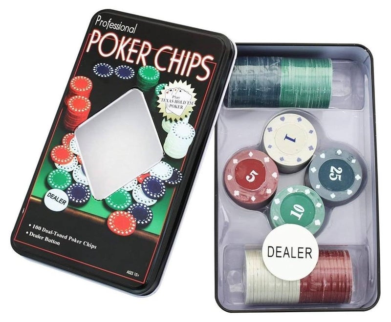 PROFESSIONAL 100pcs Poker Chip Set Card Gaming Perfect for Gifts, Family Games, Birthday Parties - Image 1