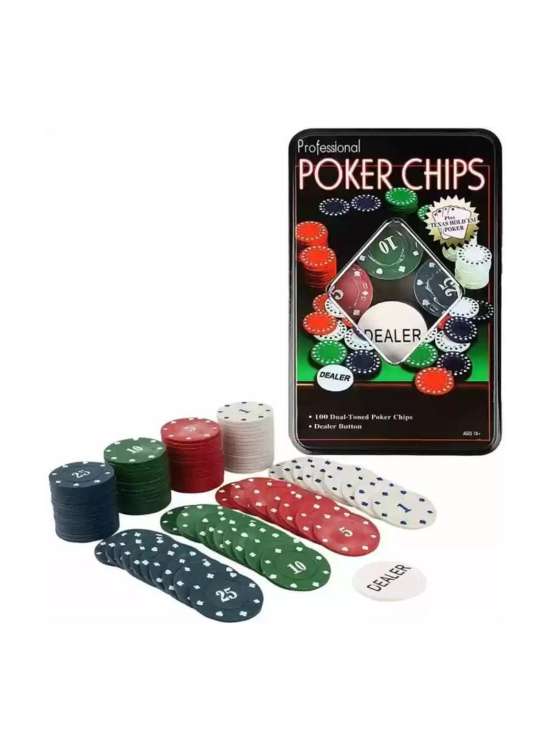 PROFESSIONAL 100pcs Poker Chip Set Card Gaming Perfect for Gifts, Family Games, Birthday Parties - Image 2