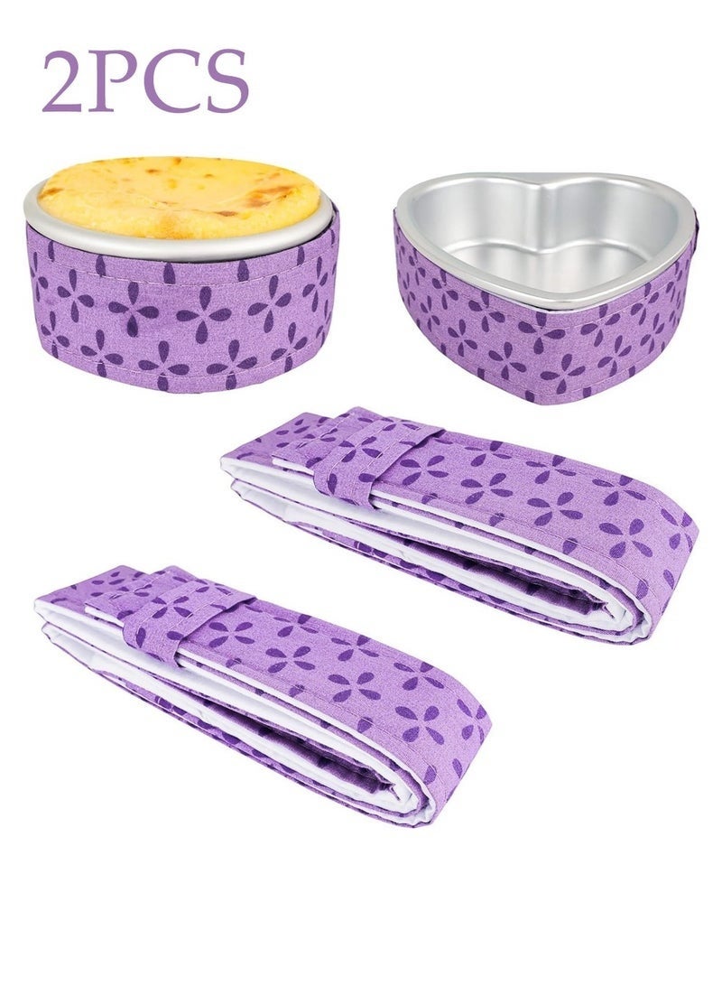 شاو تشن قطعتان من شرائط ترطيب صينية الكيك، شرائط صينية الكيك، شرائط خبز صينية الكيك فائقة الامتصاص، شرائط الكيك للخبز المتساوي، شريط قماشي لحماية صينية خبز الكيك، أداة خبز مضادة للتشوه، 88 × 4 سم - Image 1