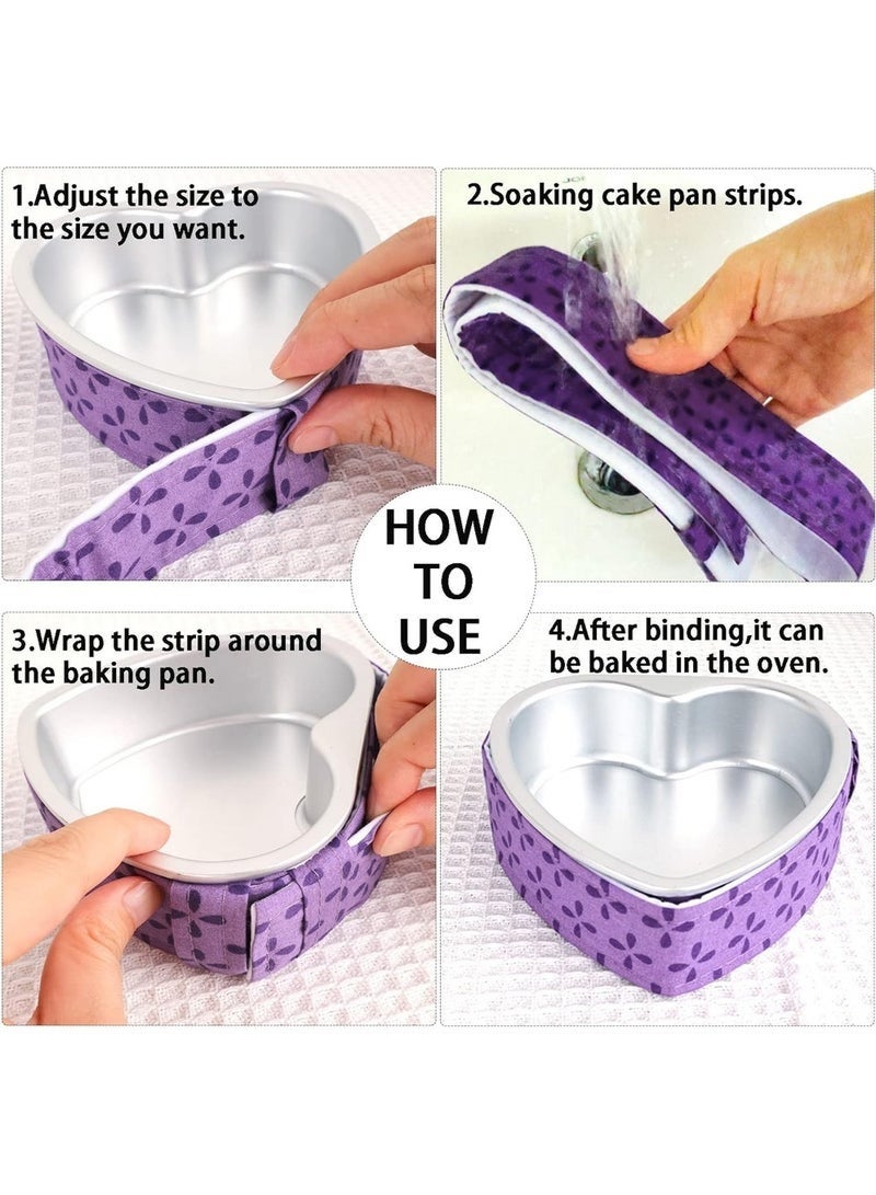 شاو تشن قطعتان من شرائط ترطيب صينية الكيك، شرائط صينية الكيك، شرائط خبز صينية الكيك فائقة الامتصاص، شرائط الكيك للخبز المتساوي، شريط قماشي لحماية صينية خبز الكيك، أداة خبز مضادة للتشوه، 88 × 4 سم - Image 3
