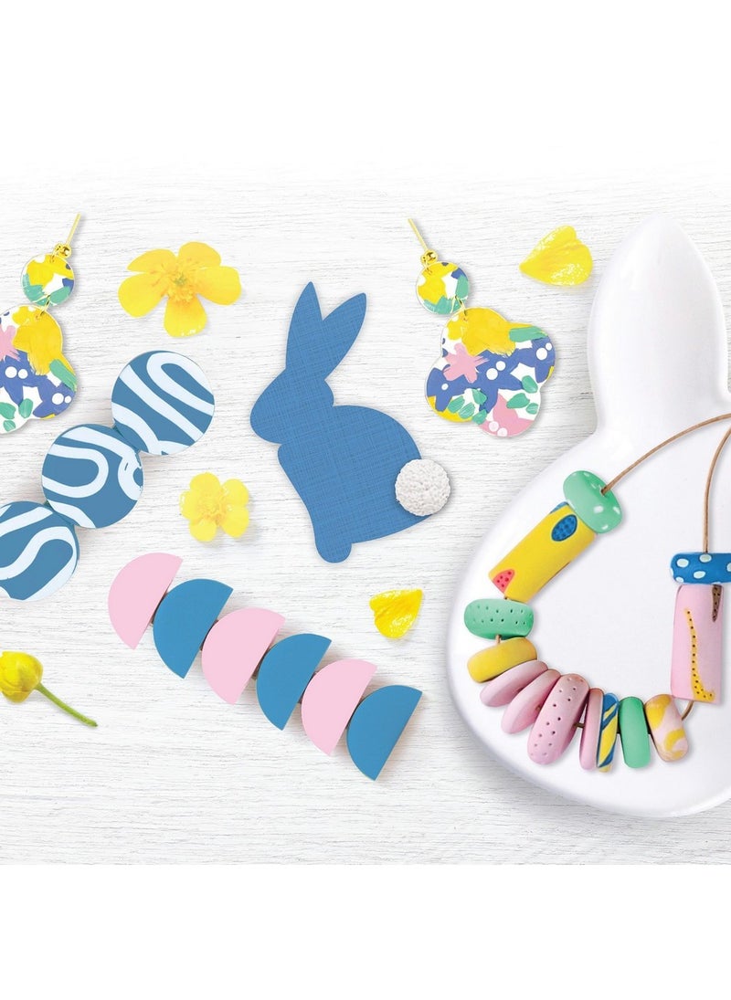 Hinkler Hinkler Craft Maker Handmade Jewellery Kit - DIY Jewelry Making Set includes a 24-page book, polymer clay, shape cutters, a rolling pin, paint brush, jump rings, earring posts, brooch pin, glue, craft sticks and paint, Create Custom Necklaces, Bracelets & Earrings, Fashion Craft Activities  - Image 4