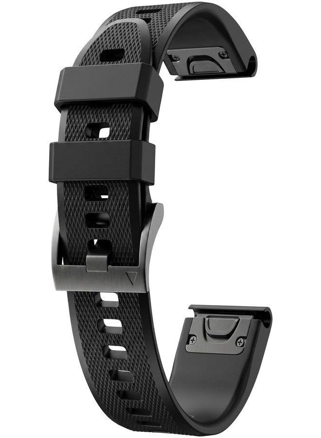 أساور مقاومة للماء متوافقة مع ساعات Garmin Fenix 5 / Fenix 6 / Fenix 7، أساور رياضية بديلة ناعمة مقاس 22 مم لساعات Fenix 8 و Fenix E 47mm و Fenix 5 Plus و Fenix 6 Pro و Fenix 7 Pro (أسود) - Image 1