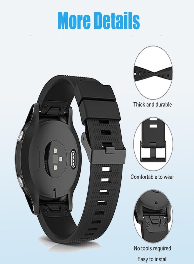 أساور مقاومة للماء متوافقة مع ساعات Garmin Fenix 5 / Fenix 6 / Fenix 7، أساور رياضية بديلة ناعمة مقاس 22 مم لساعات Fenix 8 و Fenix E 47mm و Fenix 5 Plus و Fenix 6 Pro و Fenix 7 Pro (أسود) - Image 4