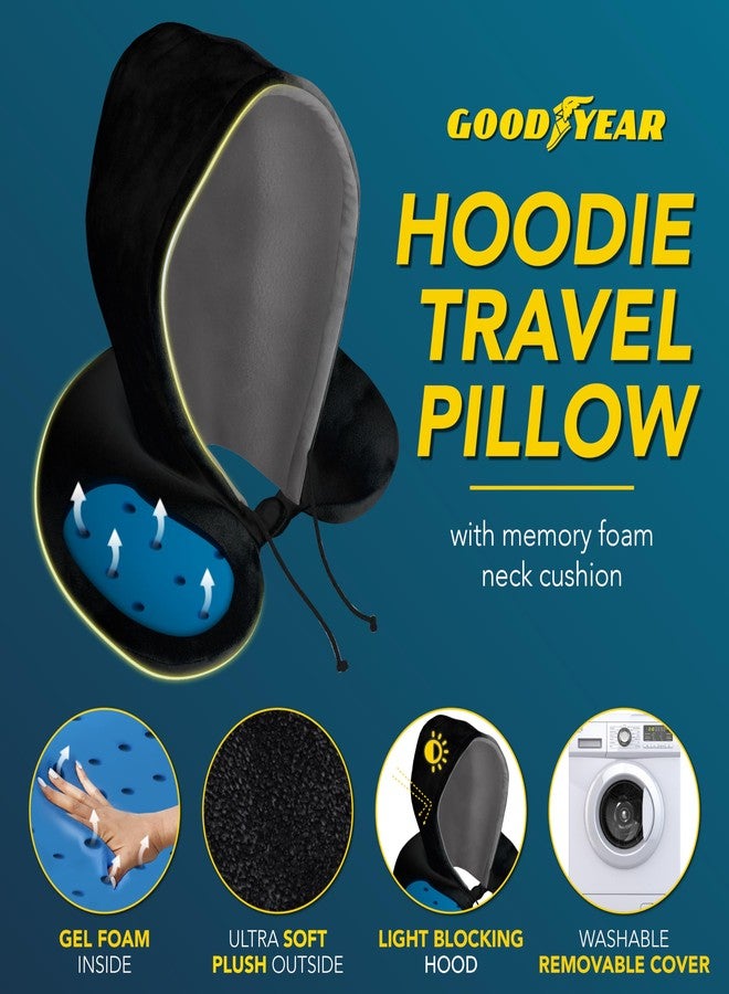 Goodyear Travel Pillow with Hood - Neck Support for Comfortable Travel, Hooded Neck Pillow for Flights and Road Trips, Black - Image 5