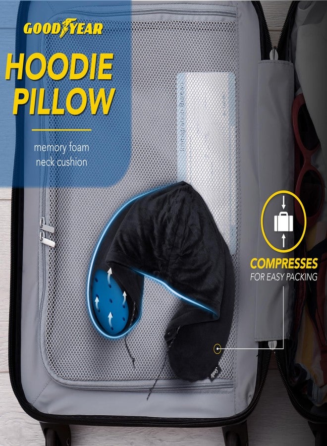 Goodyear Travel Pillow with Hood - Neck Support for Comfortable Travel, Hooded Neck Pillow for Flights and Road Trips, Black - Image 3