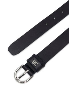 TOMMY HILFIGER Women's Essential Rounded Buckle Leather Belt, Blue - Leather  - Image 2