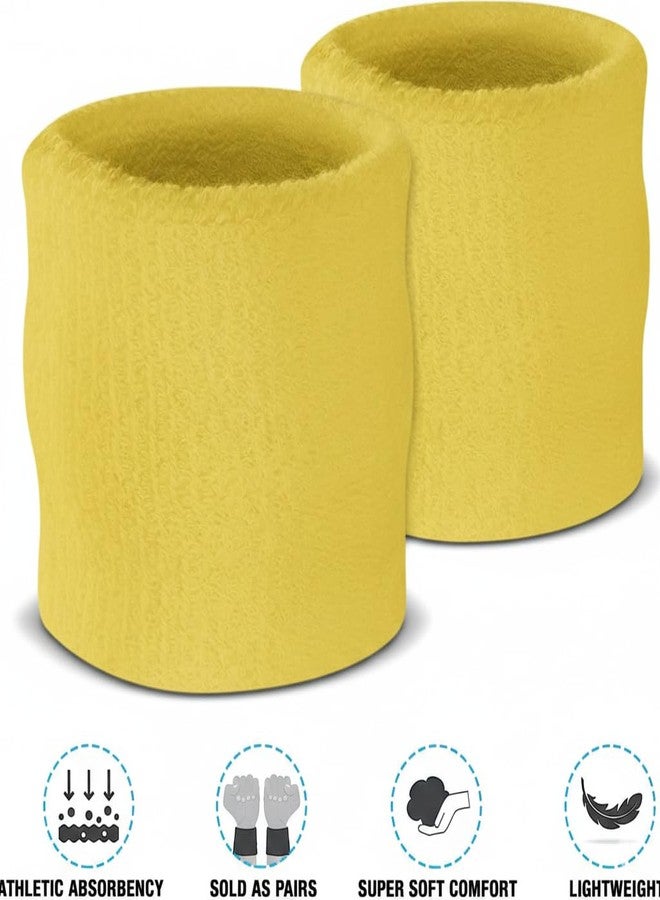 CanBee 3 x 3 Inch Wrist Sweatbands Tennis Wrist Bands Absorbent Sweatbands for Football Basketball Running Athletic Sports and Working Out, Pack of 1 (Yellow) - Image 2