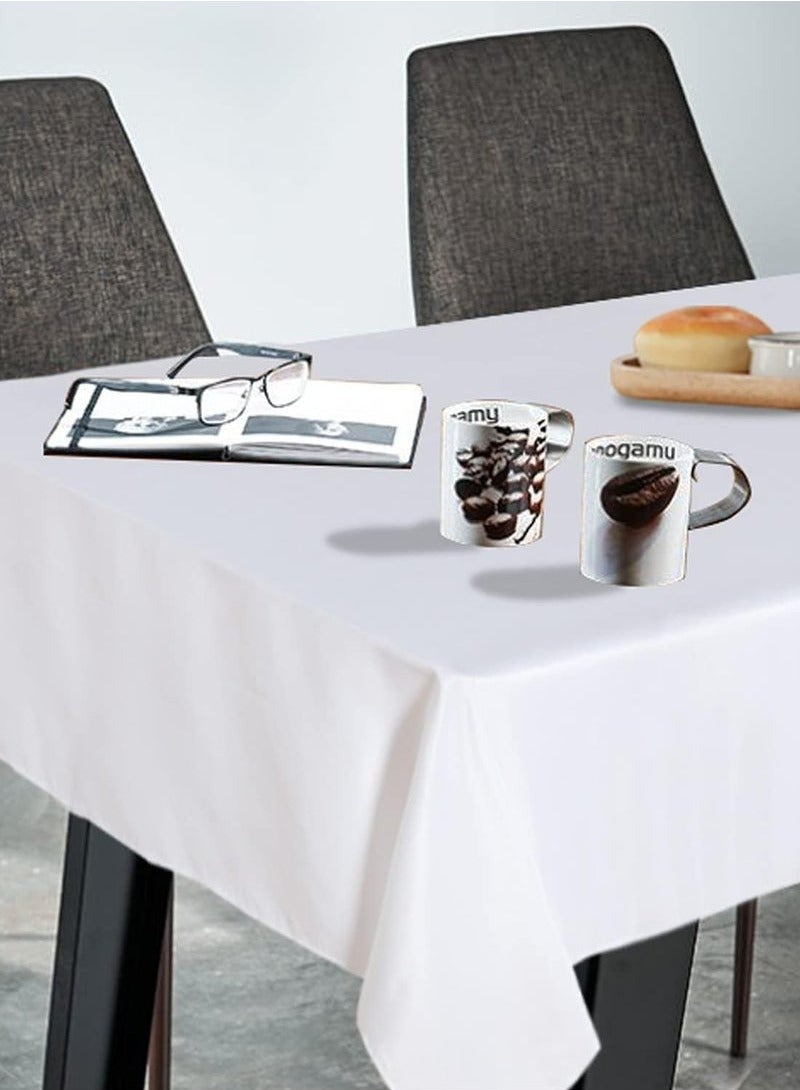 Oil-Proof White Table Cloth 1.45x1.8m Tablecloth - Stain Resistant Washable Table Cover Fabric for Weddings, Catering u0026 Home | Premium Table Stretch for Buffet u0026 Dinner Parties - Image 2