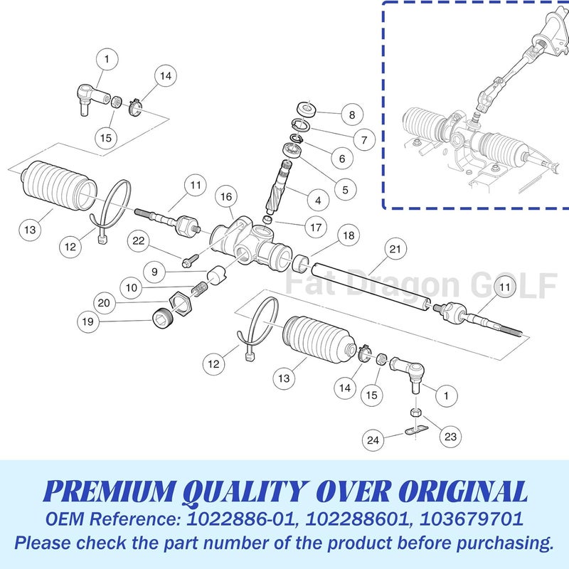 Panglong Golf Cart Steering Gear Box Assembly for EZ-GO, Club Car, and Yamaha Models - Image 5