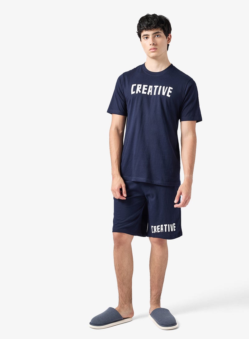 سفنتي فايف طقم بيجامة تي شيرت وشورت - Image 1