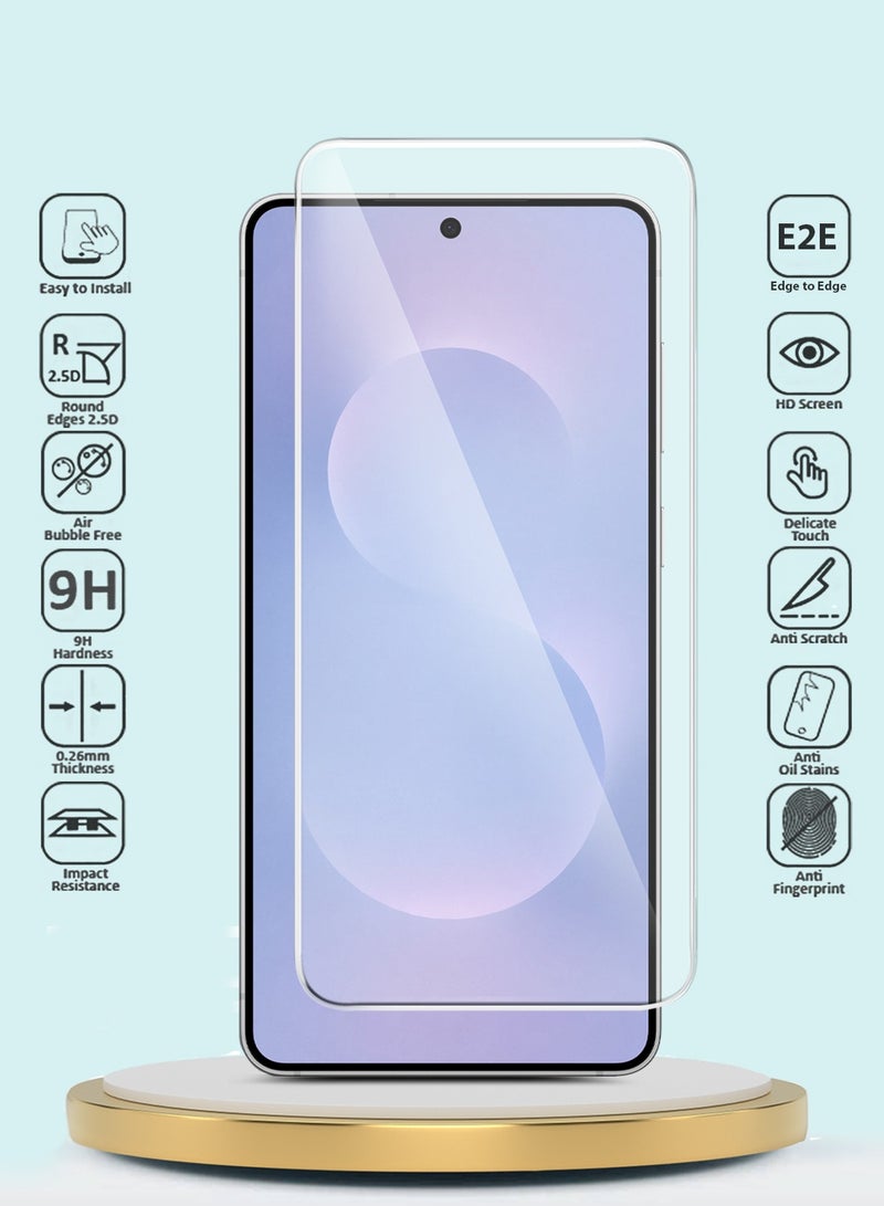 جيماكس حماية شاشة زجاجية مقسّاة 9H 2.5D بهيئة منحنية لسامسونج جالاكسي S25 إيدج 5G 2025 من سلسلة GMAX المميزة - شفافة - Image 2