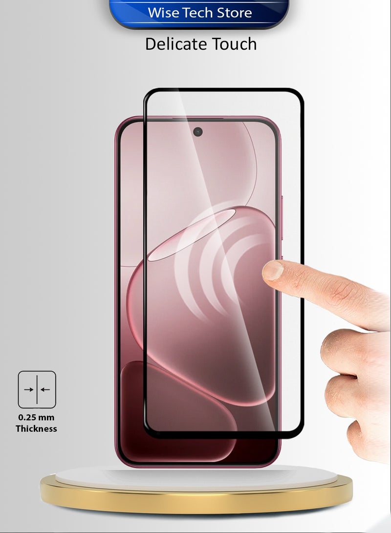 دبليو تيك حامي شاشة من الزجاج المقسّى الكامل لتغطية كاملة من سلسلة Oppo A6 Pro 5G 2025 Premium E2E (MSGECN) - شفاف/أسود - Image 4