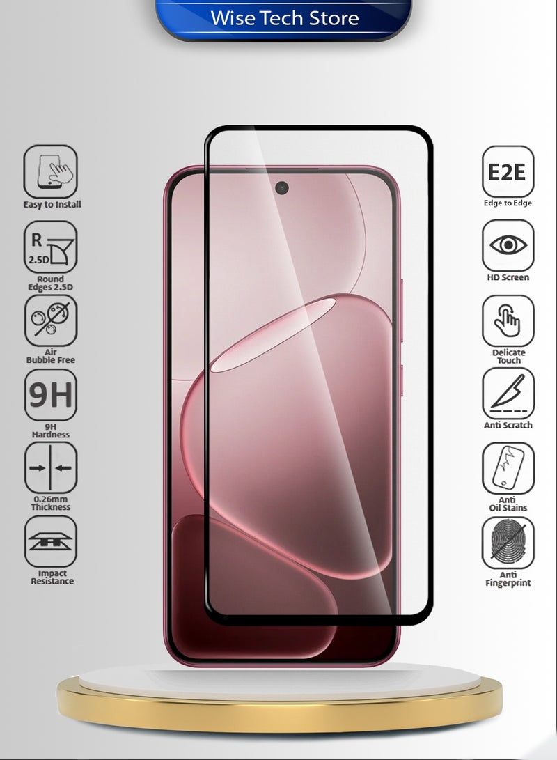 دبليو تيك حامي شاشة من الزجاج المقسّى الكامل لتغطية كاملة من سلسلة Oppo A6 Pro 5G 2025 Premium E2E (MSGECN) - شفاف/أسود - Image 2