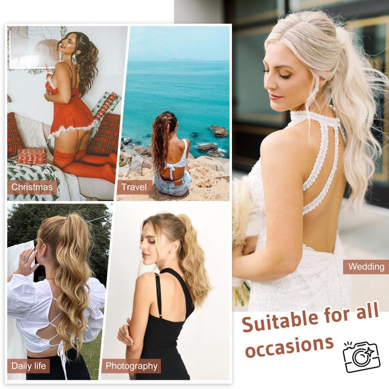 Flufymooz Ponytail Extension - 18 Inch Wavy Curly Claw Clip in Ponytail Hair Extensions, Natural Fake Synthetic Hairpiece for Women (Deep Cooper Red) - Image 2