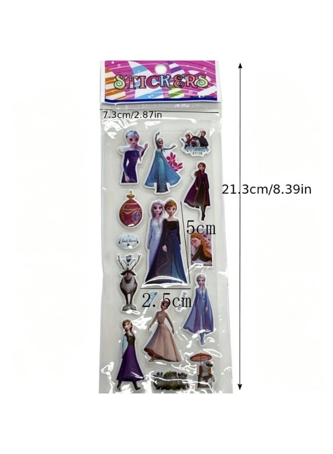 20 Pcs Frozen Princess Character Bubble Stickers, Foam Material, Assorted Designs - Image 2