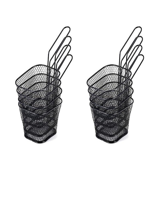 WINHONW 8pcs Mini Square Fry Baskets 4.1x3.3x2.6Inches, French fry basket Table Serving Fryer Baskets（black) - Image 1