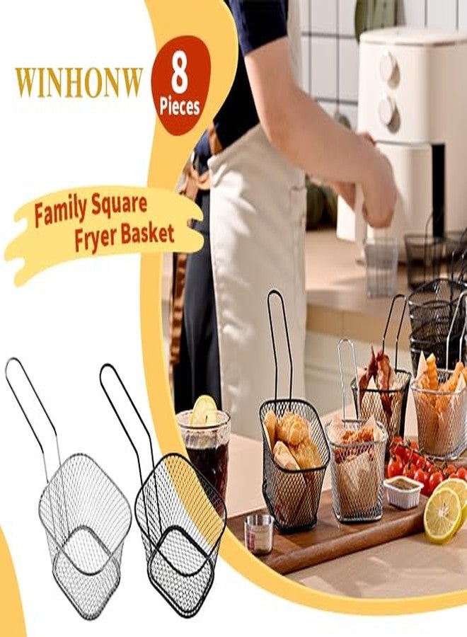 WINHONW 8pcs Mini Square Fry Baskets 4.1x3.3x2.6Inches, French fry basket Table Serving Fryer Baskets（black) - Image 5