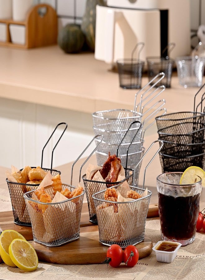 WINHONW 8pcs Mini Square Fry Baskets 4.1x3.3x2.6Inches, French fry basket Table Serving Fryer Baskets（black) - Image 2