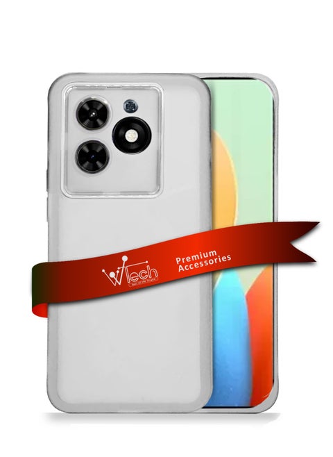 Soft Transparent TPU Silicone Ultra Thin Phone Stylish Electroplated Camera Border Case Cover For Tecno Pop 8 4G 2023 / Spark 20 4G 2023 / Spark 20C 4G 2023 / Spark Go 2024 4G 2023 White