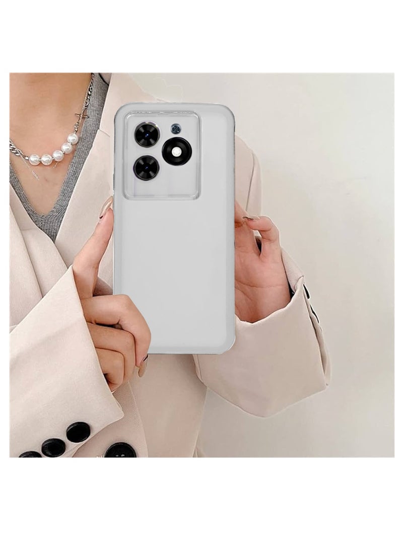 Soft Transparent TPU Silicone Ultra Thin Phone Stylish Electroplated Camera Border Case Cover For Tecno Pop 8 4G 2023 / Spark 20 4G 2023 / Spark 20C 4G 2023 / Spark Go 2024 4G 2023 White