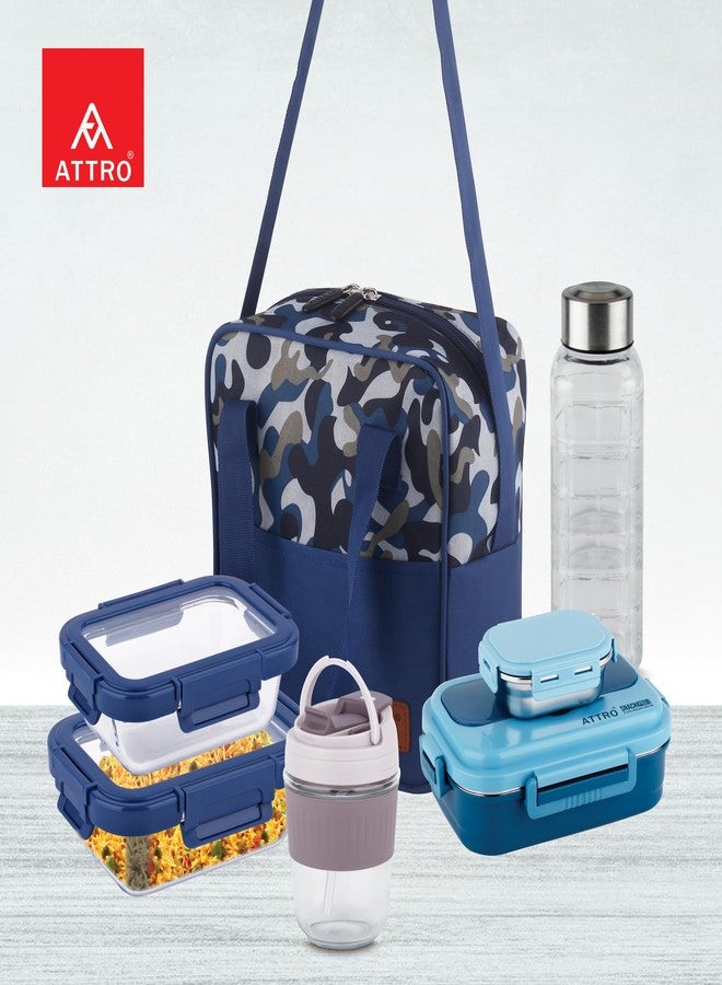 ATTRO حقيبة غداء معزولة من ATTRO Smart Pack، سعة 6 لترات - مقاومة للماء ومتينة، حقيبة أنيقة للأطفال، مناسبة للمدرسة والمكتب والسفر والنزهات، واسعة مع مقابض سهلة الحمل - أزرق - Image 4