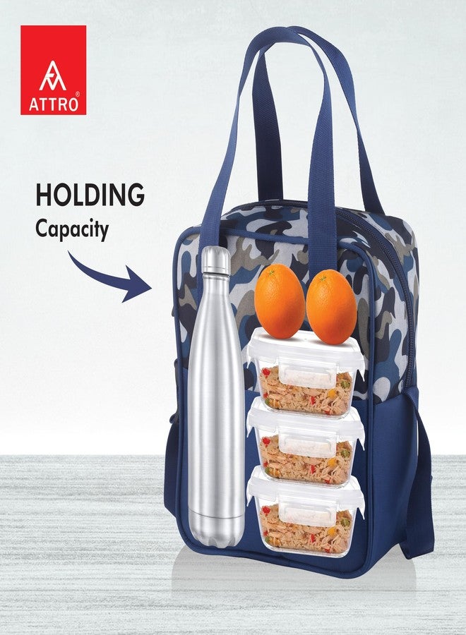 ATTRO حقيبة غداء معزولة من ATTRO Smart Pack، سعة 6 لترات - مقاومة للماء ومتينة، حقيبة أنيقة للأطفال، مناسبة للمدرسة والمكتب والسفر والنزهات، واسعة مع مقابض سهلة الحمل - أزرق - Image 2