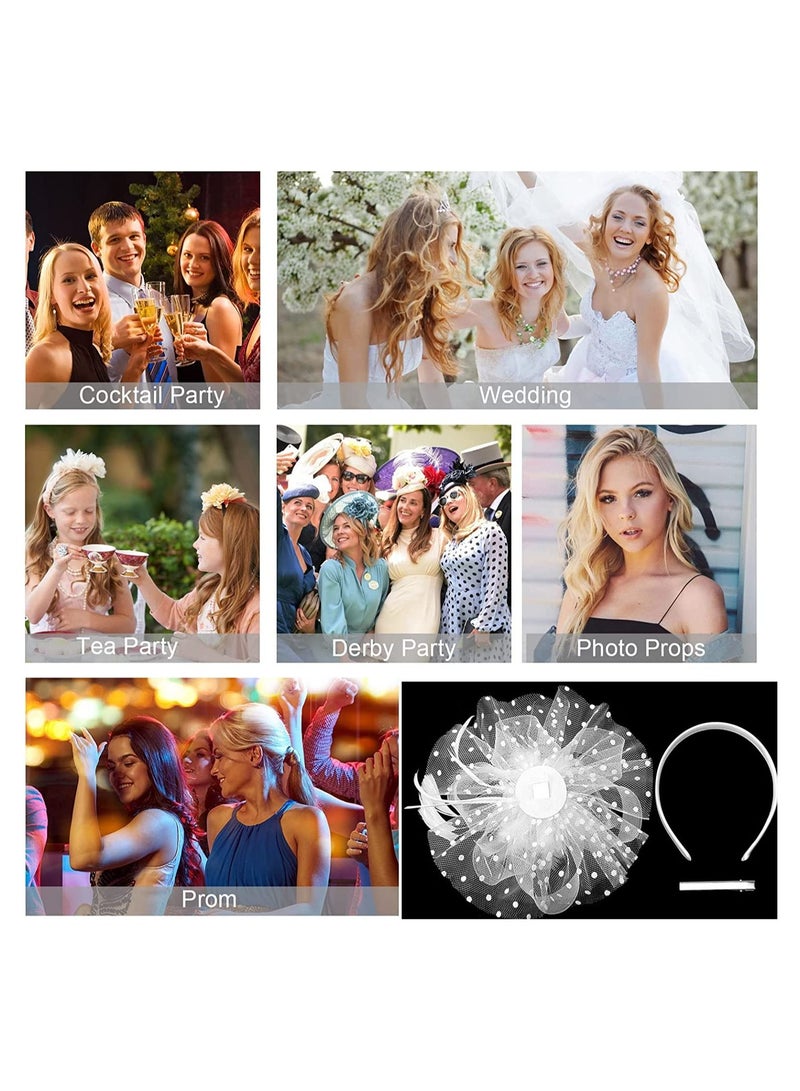 إسكدنيا Veil Headband with Hair Clip, Women Tea Party Hat Wedding Church, Feather Tiara Bridal Accessories Mesh Top Jockey Club Accessories, Women's Hats Prom - Image 5