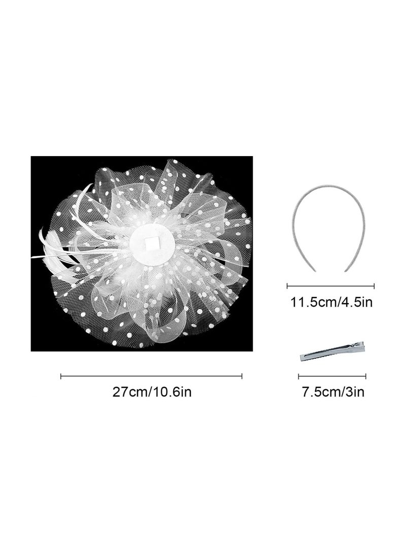 إسكدنيا Veil Headband with Hair Clip, Women Tea Party Hat Wedding Church, Feather Tiara Bridal Accessories Mesh Top Jockey Club Accessories, Women's Hats Prom - Image 3