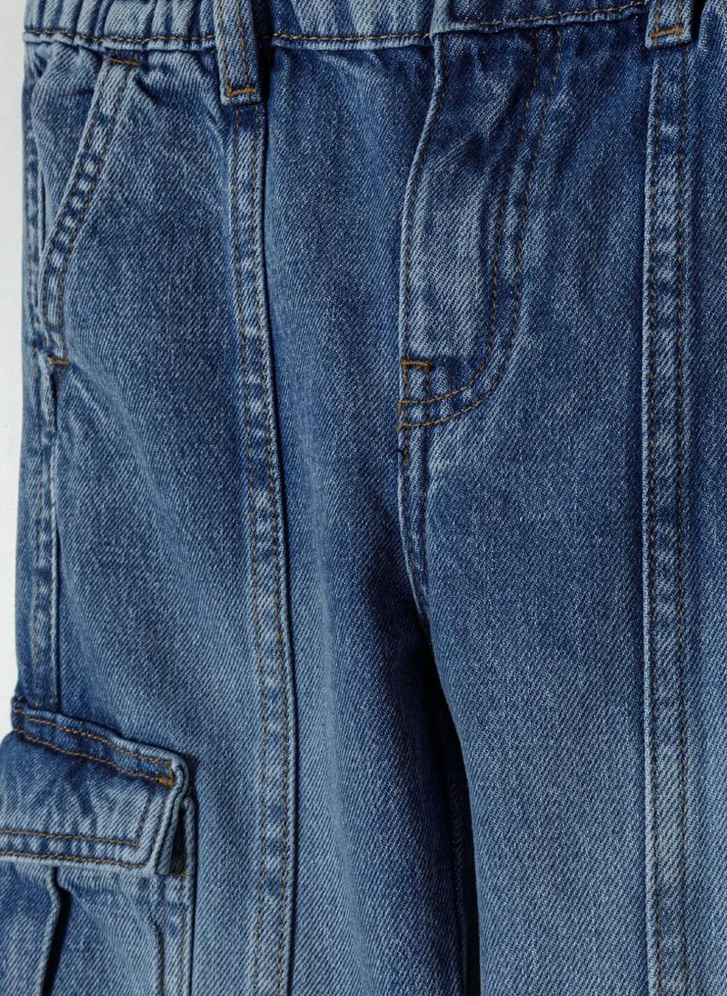 MINOTI Girls Denim Cargo Jeans with Side Pockets