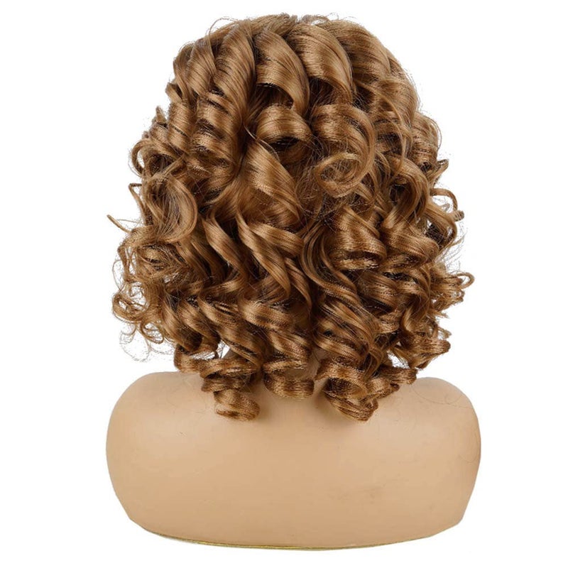 AIDUSA Afro Curly Wigs with Bangs Big Blonde Wigs for Black Women Light Brown Short Wigs for Women Synthetic Hair Natural Looking (#30 Honey Blonde) - Image 4
