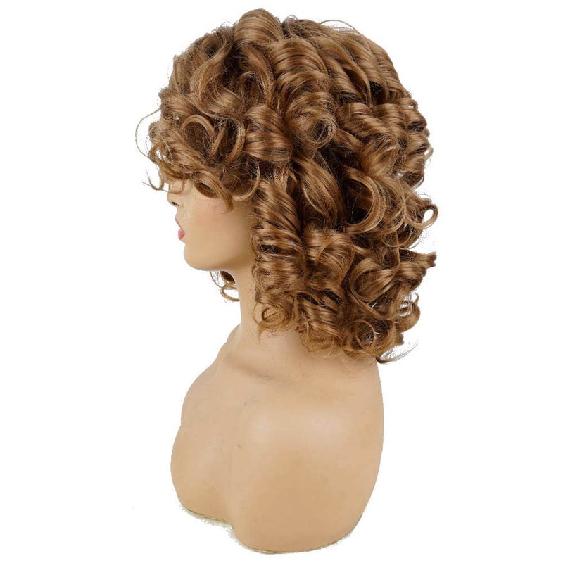 AIDUSA Afro Curly Wigs with Bangs Big Blonde Wigs for Black Women Light Brown Short Wigs for Women Synthetic Hair Natural Looking (#30 Honey Blonde) - Image 3