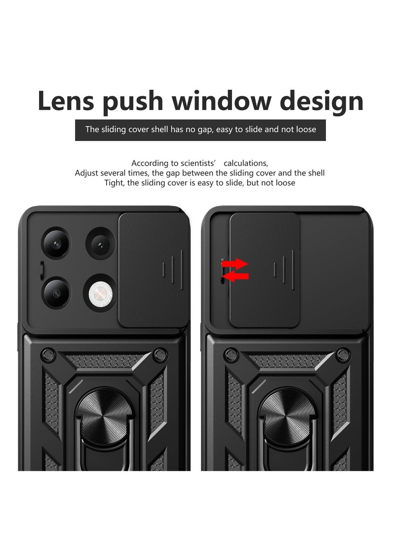 جراب حمايه ويندو مقاوم للصدمات وحمايه للكاميرا مزود بدبله معدنيه متوافق مع Redmi Note 13 Pro 4G / Poco M6 Pro 4G (اسود) - Image 3