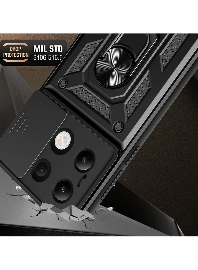 جراب حمايه ويندو مقاوم للصدمات وحمايه للكاميرا مزود بدبله معدنيه متوافق مع Redmi Note 13 Pro 4G / Poco M6 Pro 4G (اسود) - Image 4